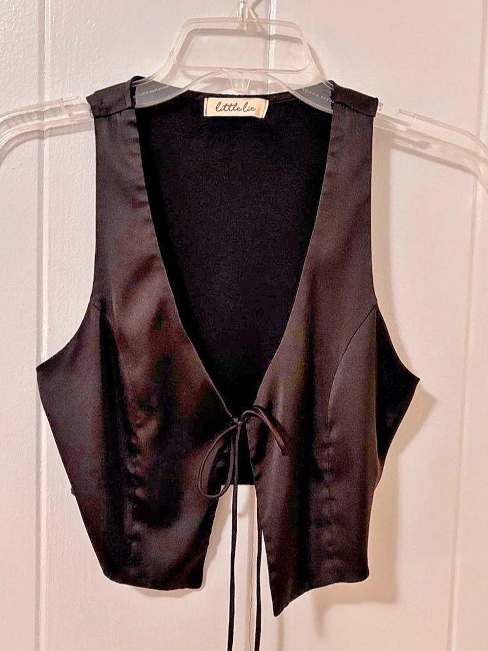Little Lie Black Tie-Front Vest Like New